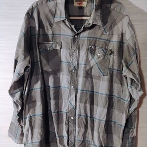 Casual Men's Gray Plaid Button-Down Shirt - Unbranded